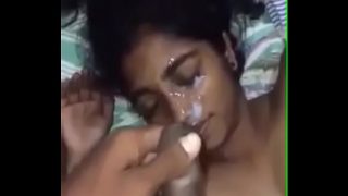 Cute step sister cumshot on face by brother